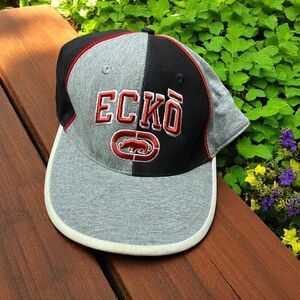 Ecko Unltd. Y2K Vintage Pinwheel Grey Black Red Rhino Cap Fitted Mens Size 7 3/4